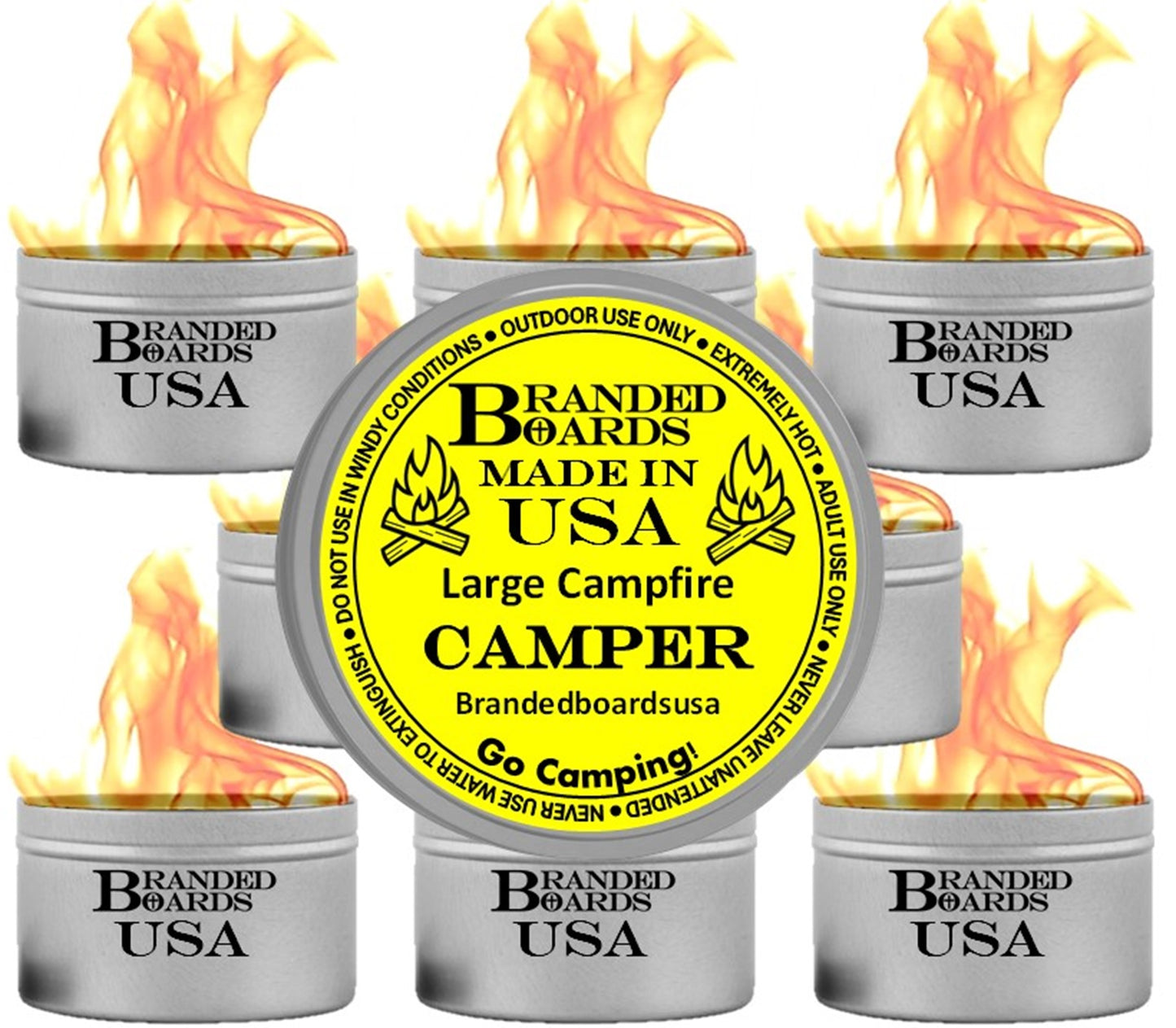 Made in USA | Branded Boards Portable Bonfire Campfire | "The Camper" - LARGE