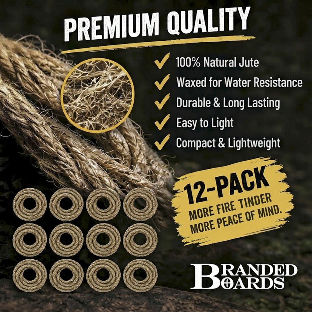 Fire Tinder | Waxed Jute Rope 12-Pack