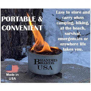 Made in USA | Branded Boards Portable Bonfire Campfire & Trivet Stand