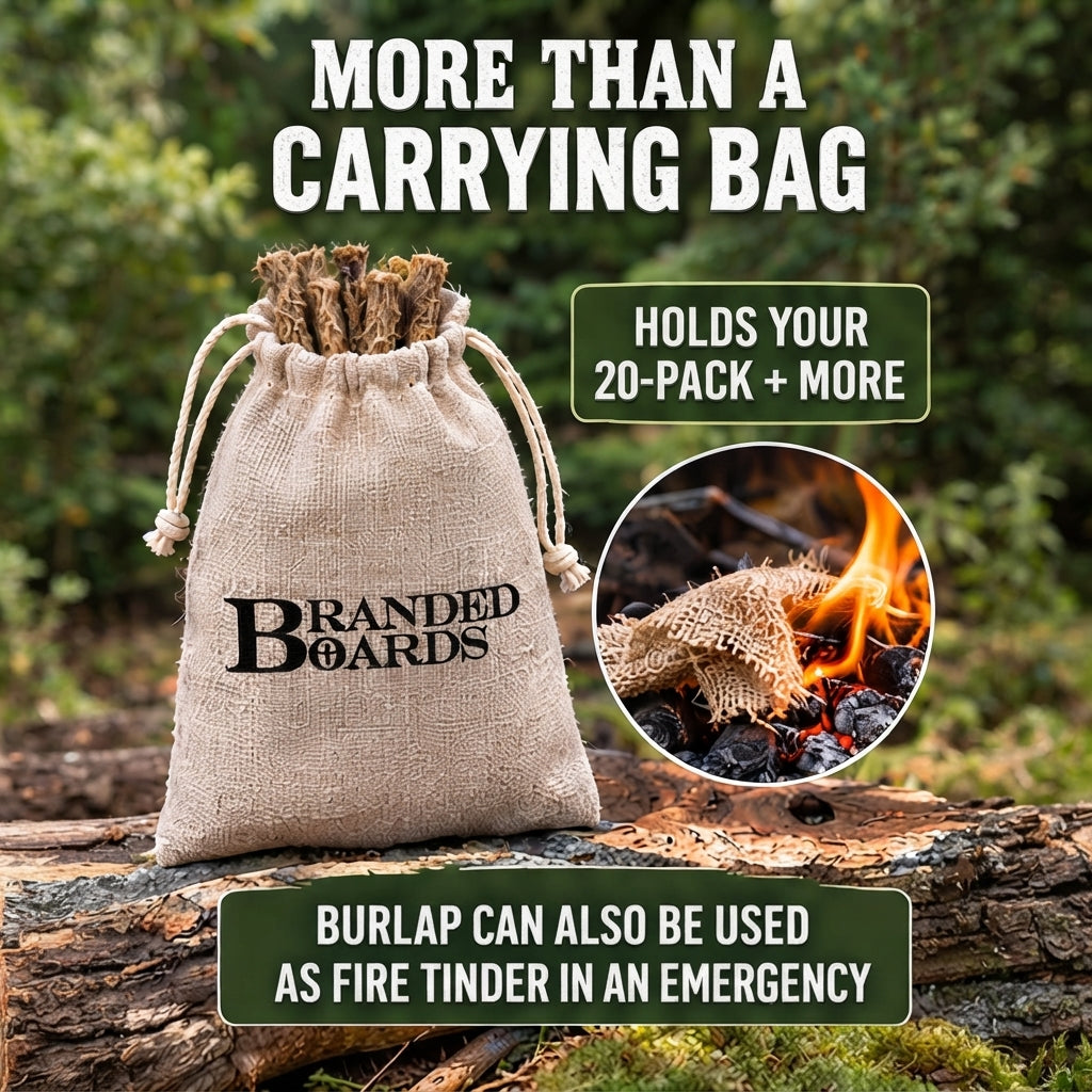 Waxed Jute Fire Starter Tinder with Burlap Bag | 20-Pack