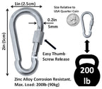 Carabiner Snap Hooks | Steel Zinc Galvanized Locking