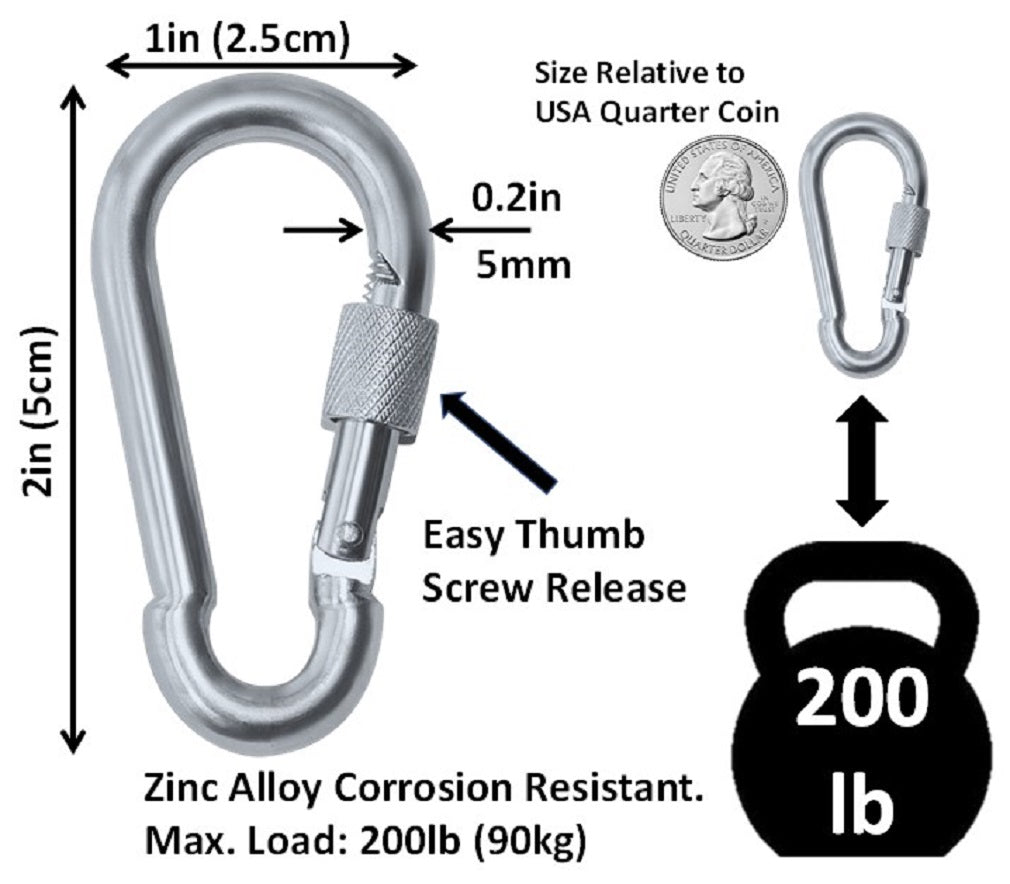 Carabiner Snap Hooks | Steel Zinc Galvanized Locking