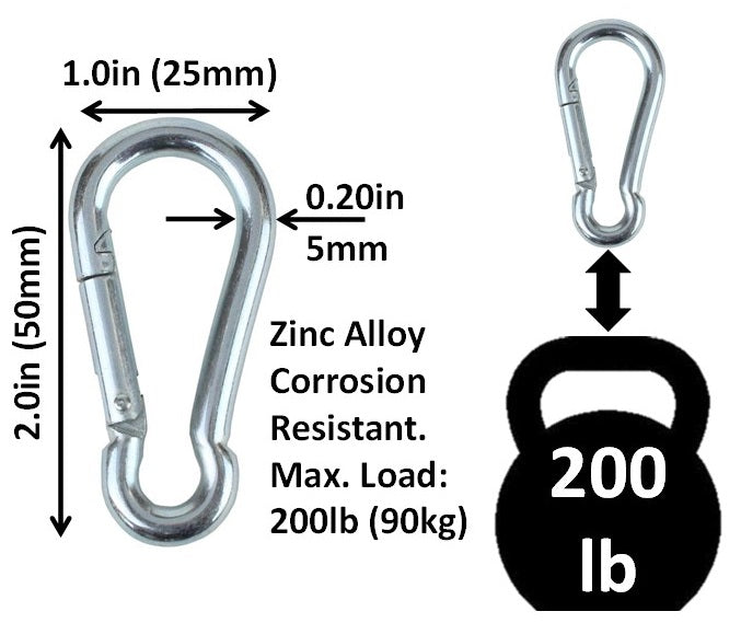 Carabiner Snap Hooks | Steel Zinc Galvanized