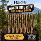 Waxed Jute Fire Starter Tinder | 6-Pack