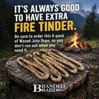 Waxed Jute Fire Starter Tinder | 6-Pack