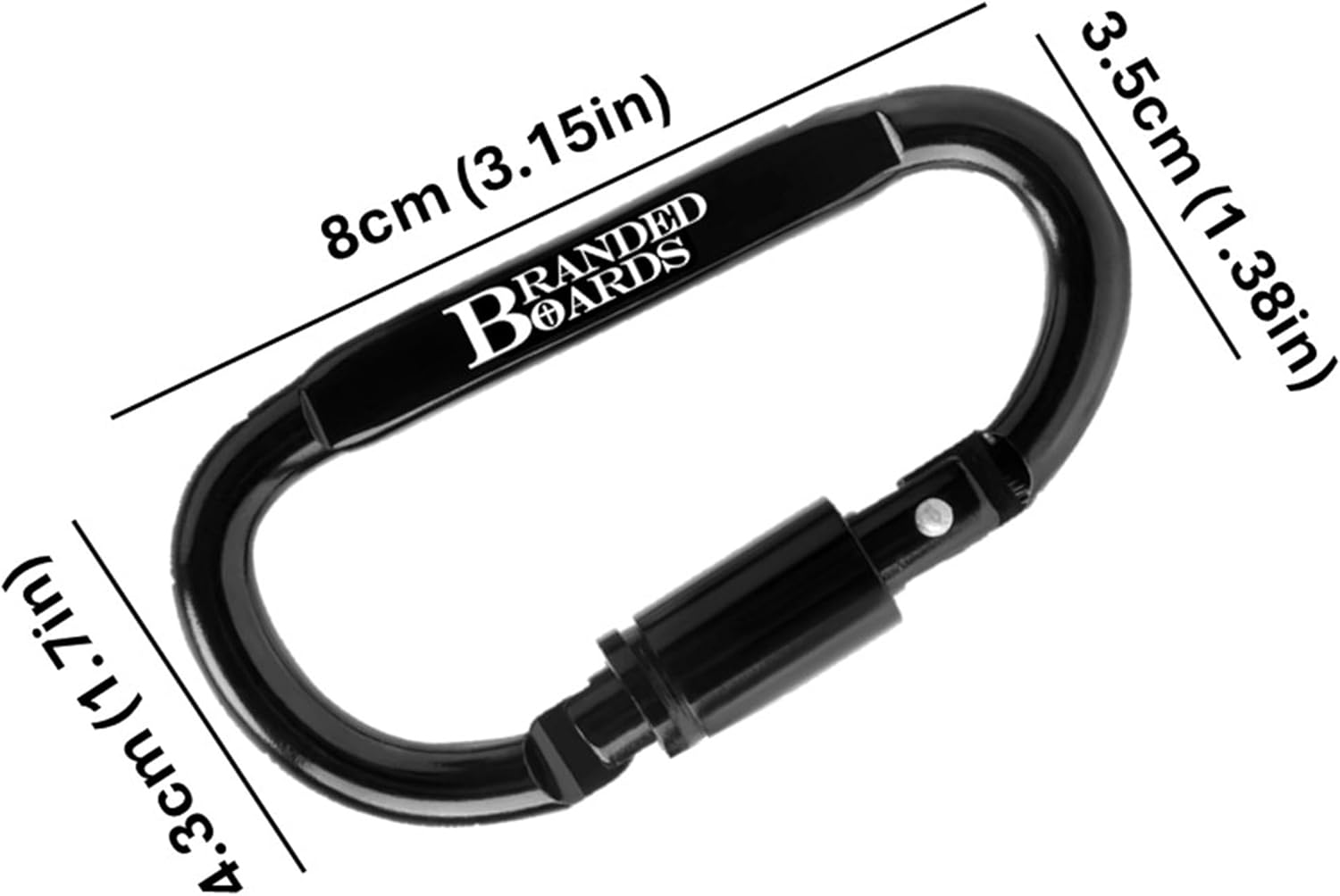 3 inch Aluminum Locking Carabiner | D-Ring Heavy Duty Buckle | Small Clip, Key Ring, Backpack Clip, Spring Link Hooks | Black or Grey