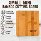 Small Mini All Natural Bamboo Cutting Board, Great for Apartments RV's Home Bar Charcuterie Backpacking Camping Bushcraft Dorm Rooms Picnics & Entertaining (1 Pack)