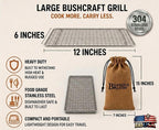 Portable Bushcraft Stainless BBQ Large Cooking Grill Grate & Burlap Hemp Drawstring Bag. Camping, Campfires, Backpacking, Hunting & Fishing. (Large Grill & Bag ONLY)