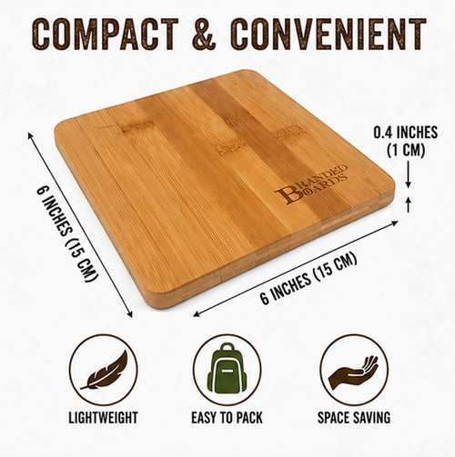 Small Mini All Natural Bamboo Cutting Board, Great for Apartments RV's Home Bar Charcuterie Backpacking Camping Bushcraft Dorm Rooms Picnics & Entertaining (1 Pack)