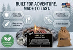 Portable Bushcraft Stainless BBQ Large Cooking Grill Grate & Burlap Hemp Drawstring Bag. Camping, Campfires, Backpacking, Hunting & Fishing. (Large Grill & Bag ONLY)