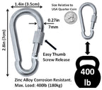 Carabiner Snap Hooks | Steel Zinc Galvanized Locking