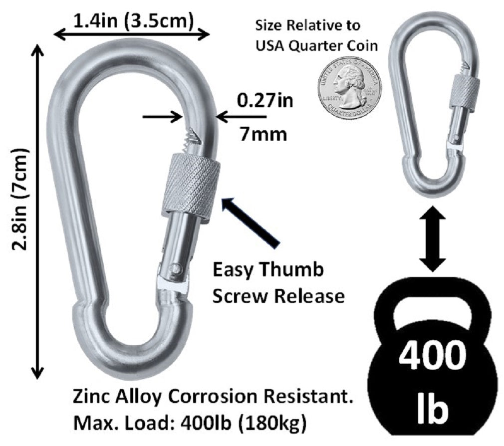 Carabiner Snap Hooks | Steel Zinc Galvanized Locking