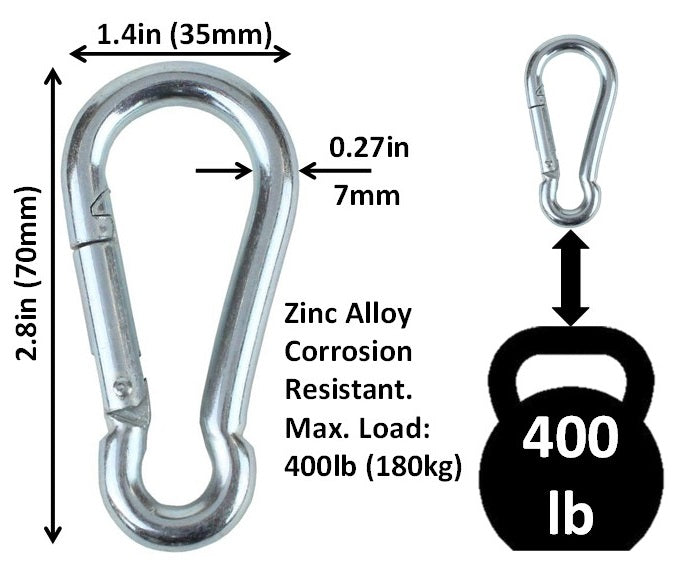 Carabiner Snap Hooks | Steel Zinc Galvanized