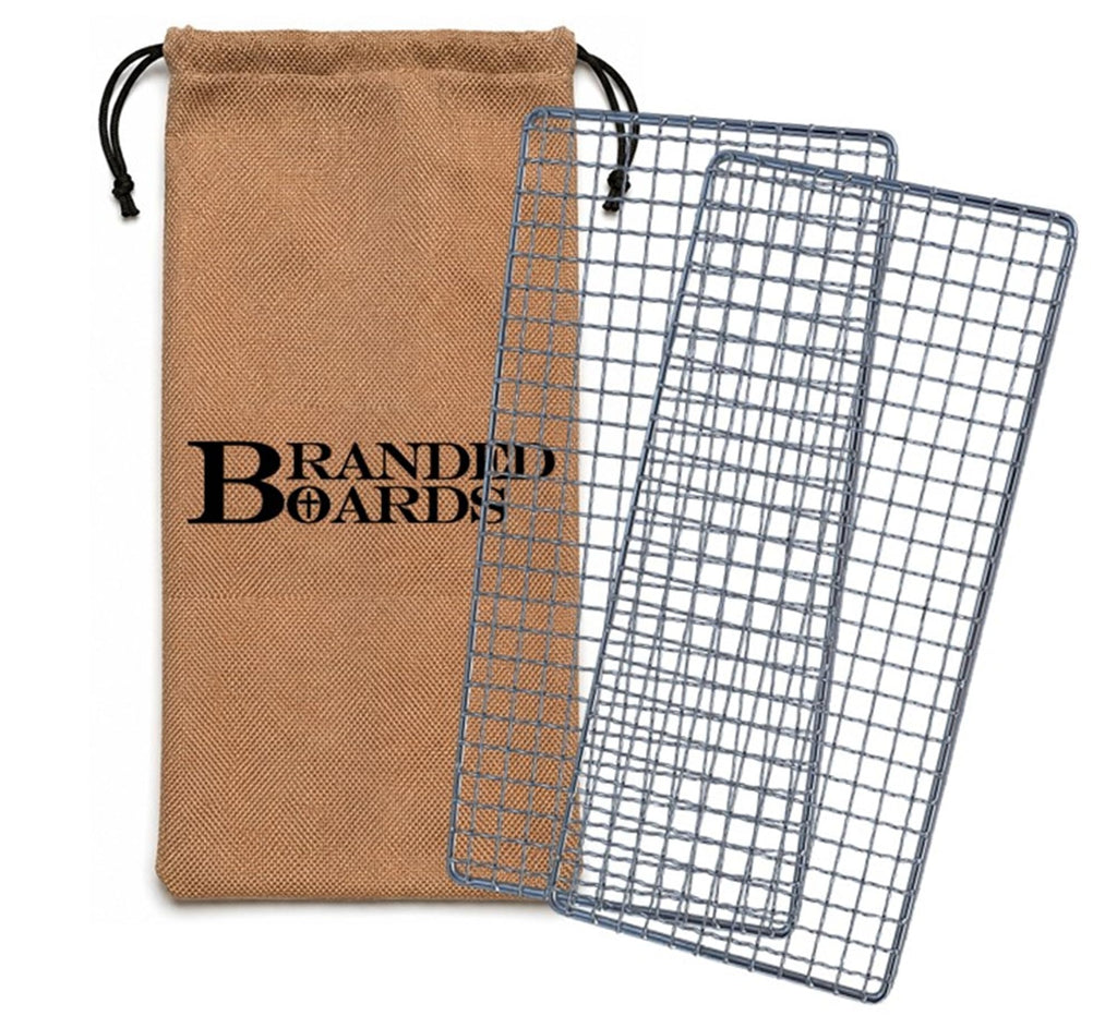 Portable Bushcraft Stainless BBQ Large Cooking Grill Grate & Burlap Hemp Drawstring Bag. Camping, Campfires, Backpacking, Hunting & Fishing. (Large Grill & Bag ONLY)