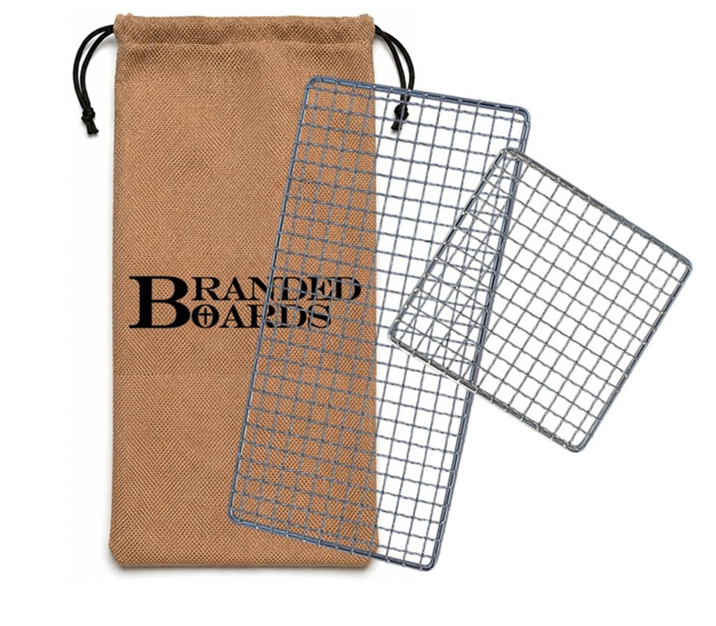 Portable Bushcraft Stainless BBQ Large Cooking Grill Grate & Burlap Hemp Drawstring Bag. Camping, Campfires, Backpacking, Hunting & Fishing. (Large Grill & Bag ONLY)