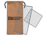 Portable Bushcraft Stainless BBQ Large Cooking Grill Grate & Burlap Hemp Drawstring Bag. Camping, Campfires, Backpacking, Hunting & Fishing. (Large Grill & Bag ONLY)