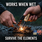 Bushcraft Fire Starter Kits. Ferrocerium Rod, Multi Tool Fire Striker, Waterproof Waxed Jute Rope Tinder, Survival Paracord, Emergency Whistle, Burlap Bag