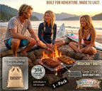 Portable Bushcraft Stainless BBQ Large Cooking Grill Grate & Burlap Hemp Drawstring Bag. Camping, Campfires, Backpacking, Hunting & Fishing. (Large Grill & Bag ONLY)