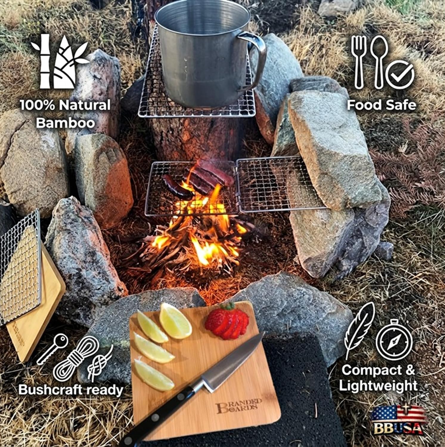 Small Mini All Natural Bamboo Cutting Board, Great for Apartments RV's Home Bar Charcuterie Backpacking Camping Bushcraft Dorm Rooms Picnics & Entertaining (1 Pack)