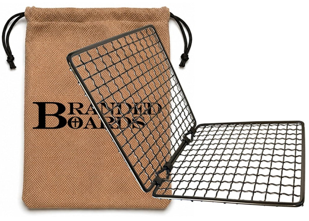 Portable Bushcraft Stainless BBQ Large Cooking Grill Grate & Burlap Hemp Drawstring Bag. Camping, Campfires, Backpacking, Hunting & Fishing. (Large Grill & Bag ONLY)