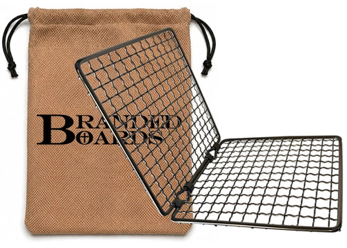 Portable Bushcraft Stainless BBQ Large Cooking Grill Grate & Burlap Hemp Drawstring Bag. Camping, Campfires, Backpacking, Hunting & Fishing. (Large Grill & Bag ONLY)