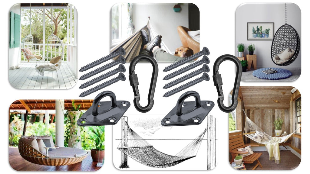 Hammock Hanging Kits | Diamond Pad-Eye Plates | Black Zinc Steel