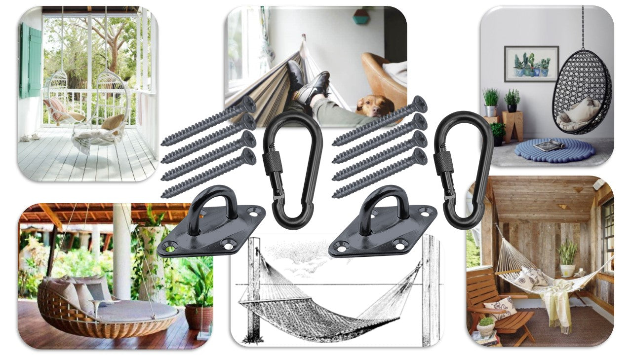 Hammock Hanging Kits | Diamond Pad-Eye Plates | Black Zinc Steel