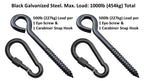 Hammock Hanging Kits | Eye-Screw & Carabiner | Black Zinc Steel