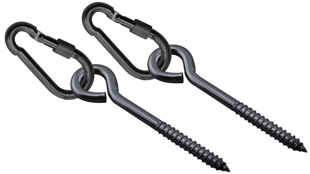 Hammock Hanging Kits | Eye-Screw & Carabiner | Black Zinc Steel