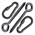 Hammock Hanging Kits | Eye-Screw & Carabiner | Black Zinc Steel