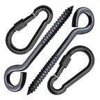 Hammock Hanging Kits | Eye-Screw & Carabiner | Black Zinc Steel