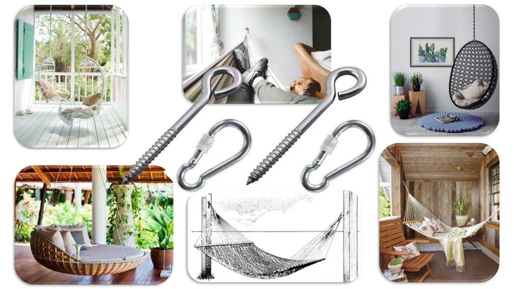 Hammock Hanging Kits | Eye-Screw & Carabiner | 304 Stainless Steel