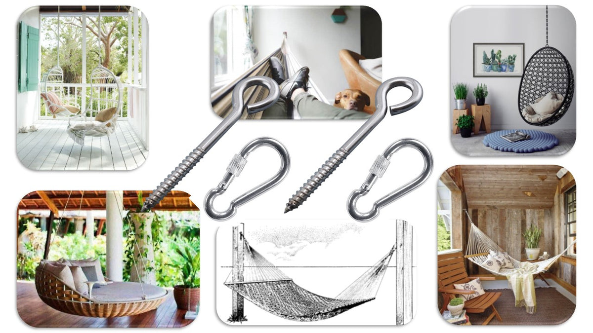 Hammock Hanging Kits | Eye-Screw & Carabiner | 304 Stainless Steel