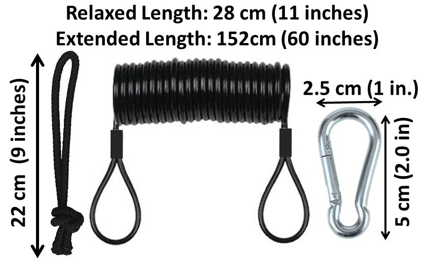Coiled Board Leash Lanyard with Carabiner | Basic Pack
