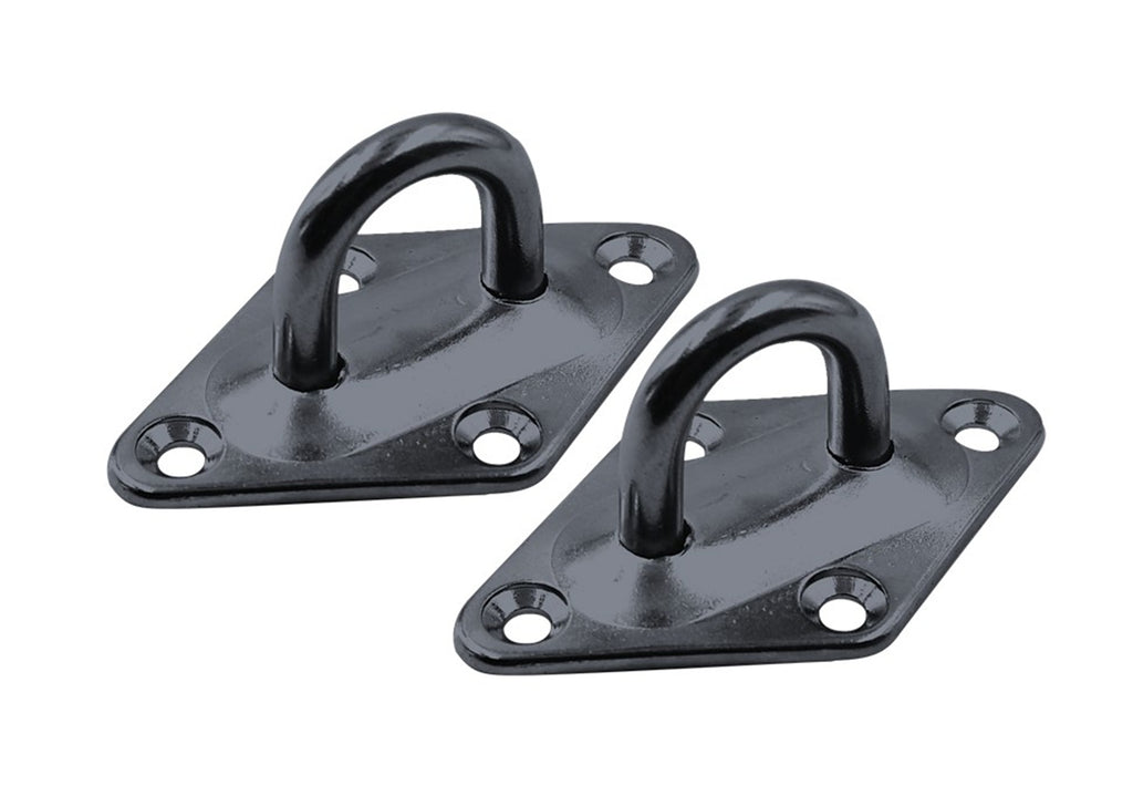 Diamond Pad Eye Plates | Black Zinc Galvanized Steel