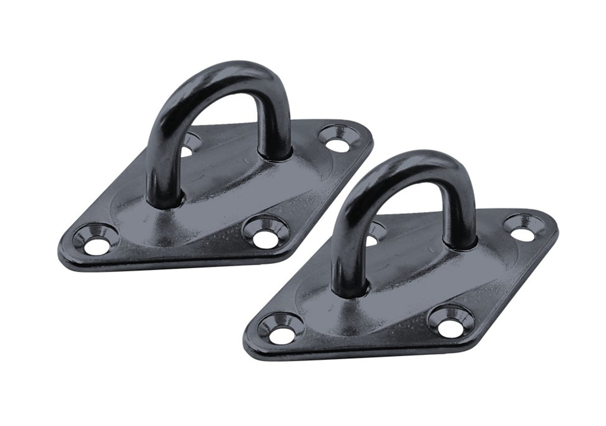 Diamond Pad Eye Plates | Black Zinc Galvanized Steel