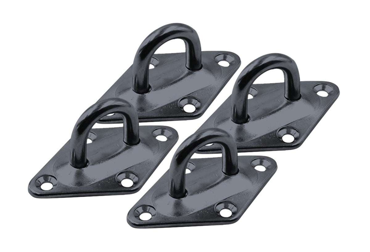 Diamond Pad Eye Plates | Black Zinc Galvanized Steel