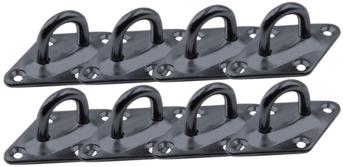 Diamond Pad Eye Plates | Black Zinc Galvanized Steel