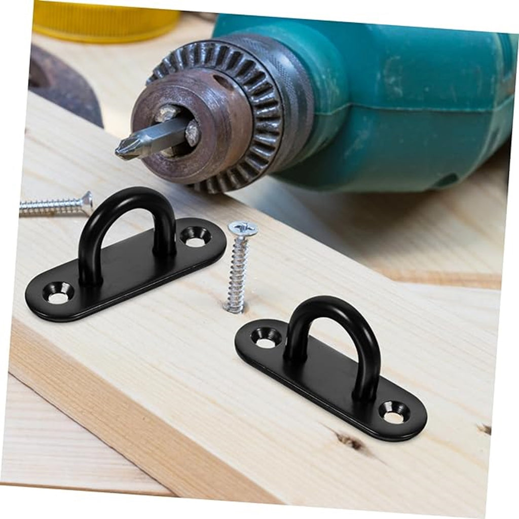 Heavy-Duty M6 Oval Pad Eye Plates – Black Zinc Steel
