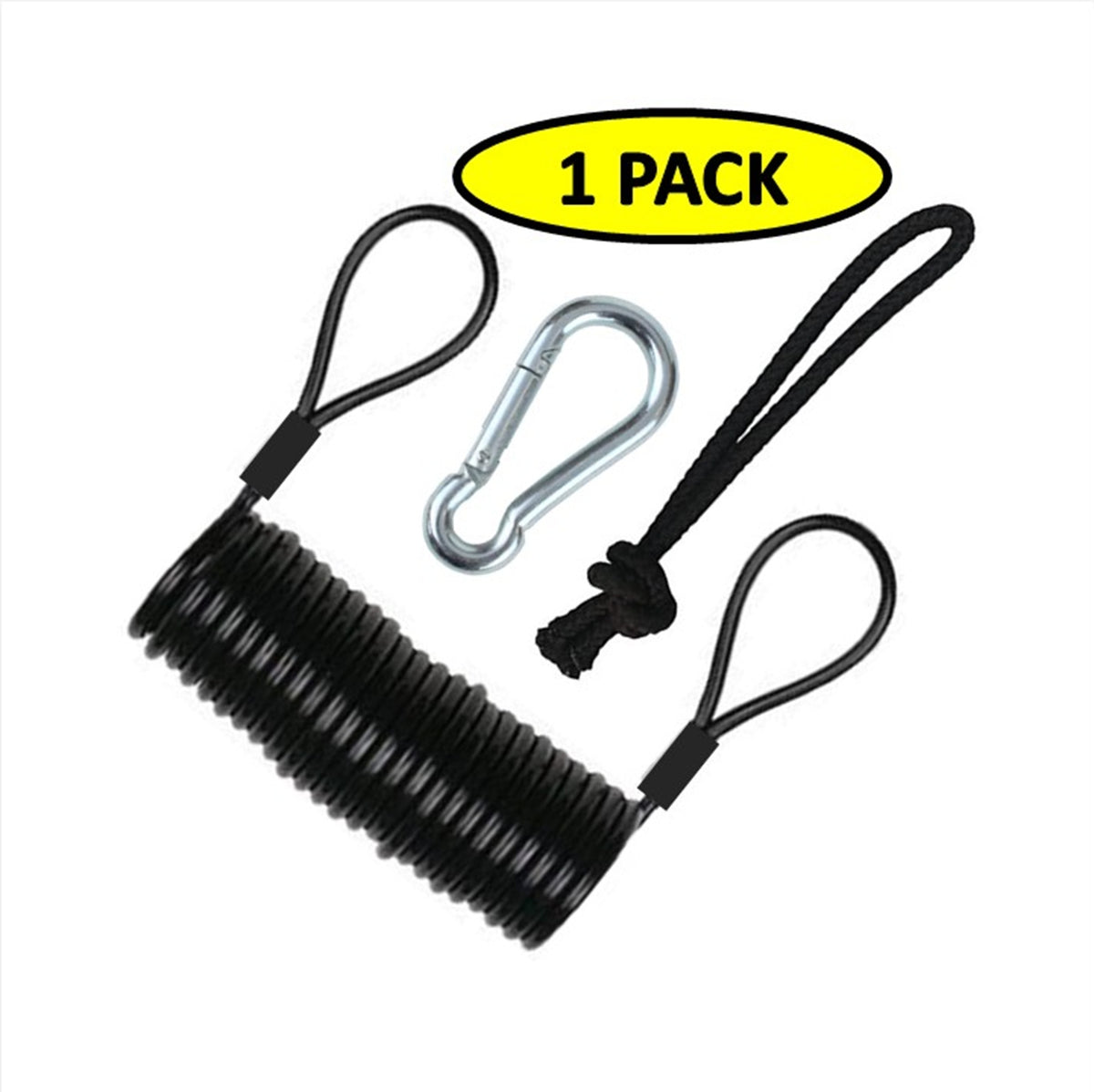 Coiled Board Leash Lanyard with Carabiner | Basic Pack