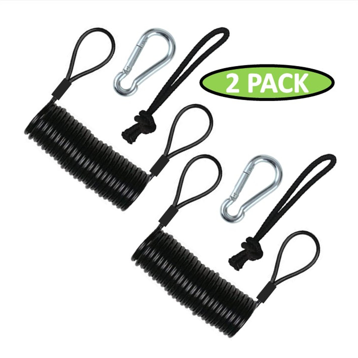 Coiled Board Leash Lanyard with Carabiner | Basic Pack