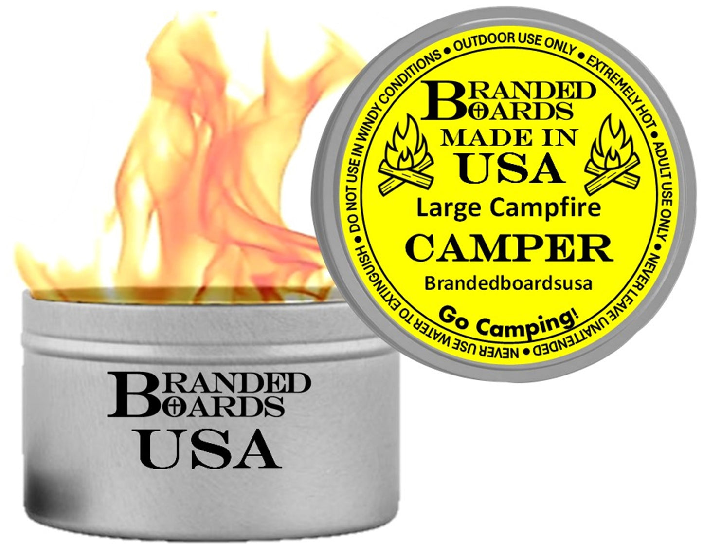 Made in USA | Branded Boards Portable Bonfire Campfire | "The Camper" - LARGE