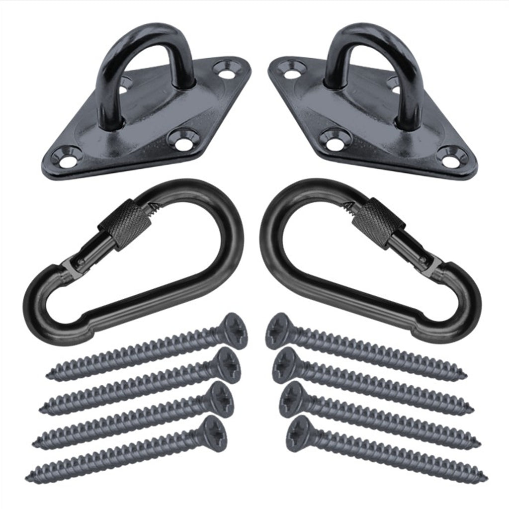 Hammock Hanging Kits | Diamond Pad-Eye Plates | Black Zinc Steel