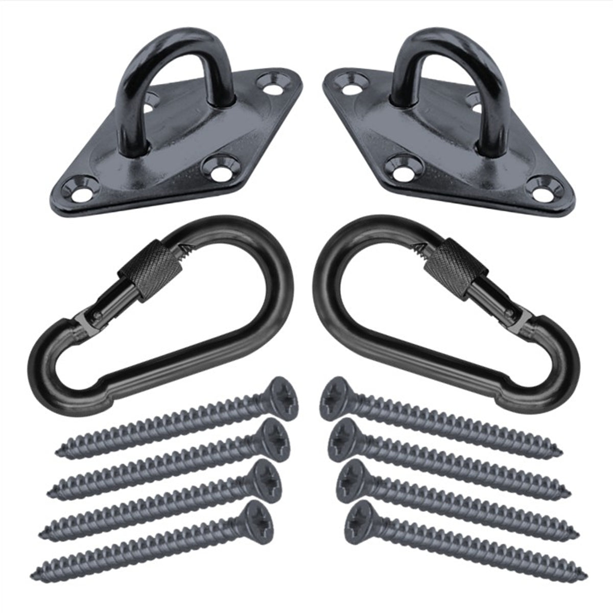 Hammock Hanging Kits | Diamond Pad-Eye Plates | Black Zinc Steel