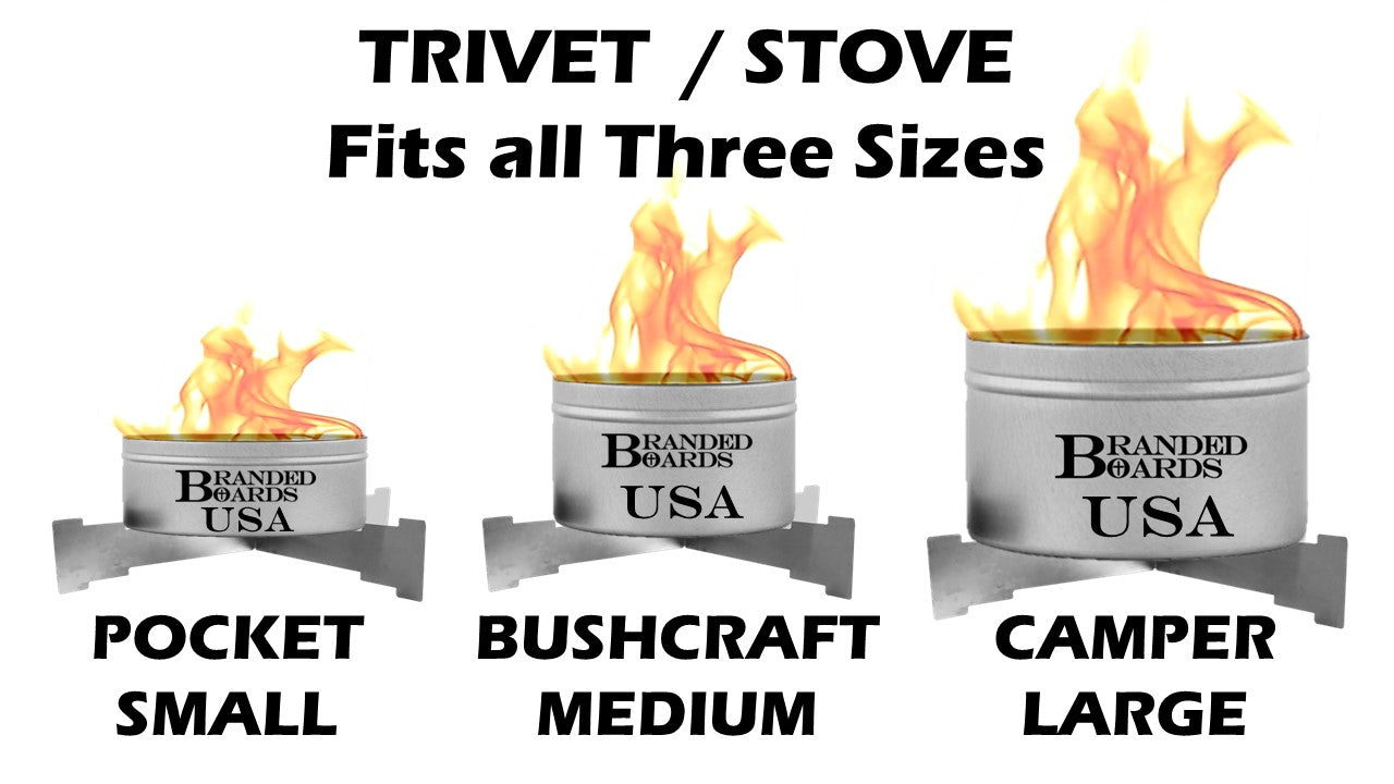 Made in USA | Branded Boards Portable Bonfire Campfire & Trivet Stand