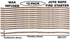 Waxed Jute Fire Starter Tinder | 12-Pack