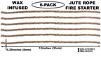 Waxed Jute Fire Starter Tinder | 6-Pack