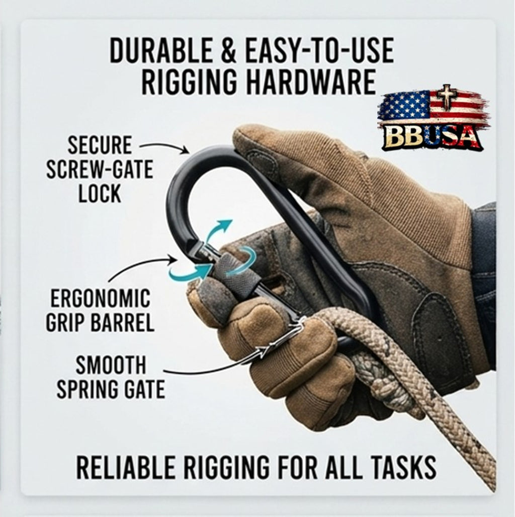 Carabiner Snap Hooks | Black Steel Zinc Galvanized Locking