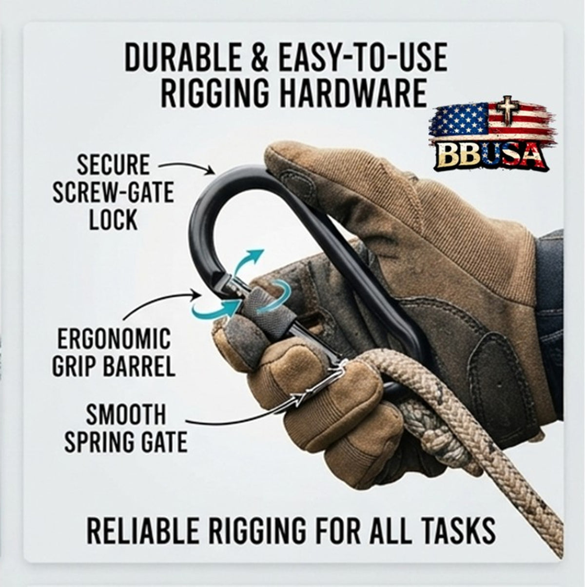 Carabiner Snap Hooks | Black Steel Zinc Galvanized Locking