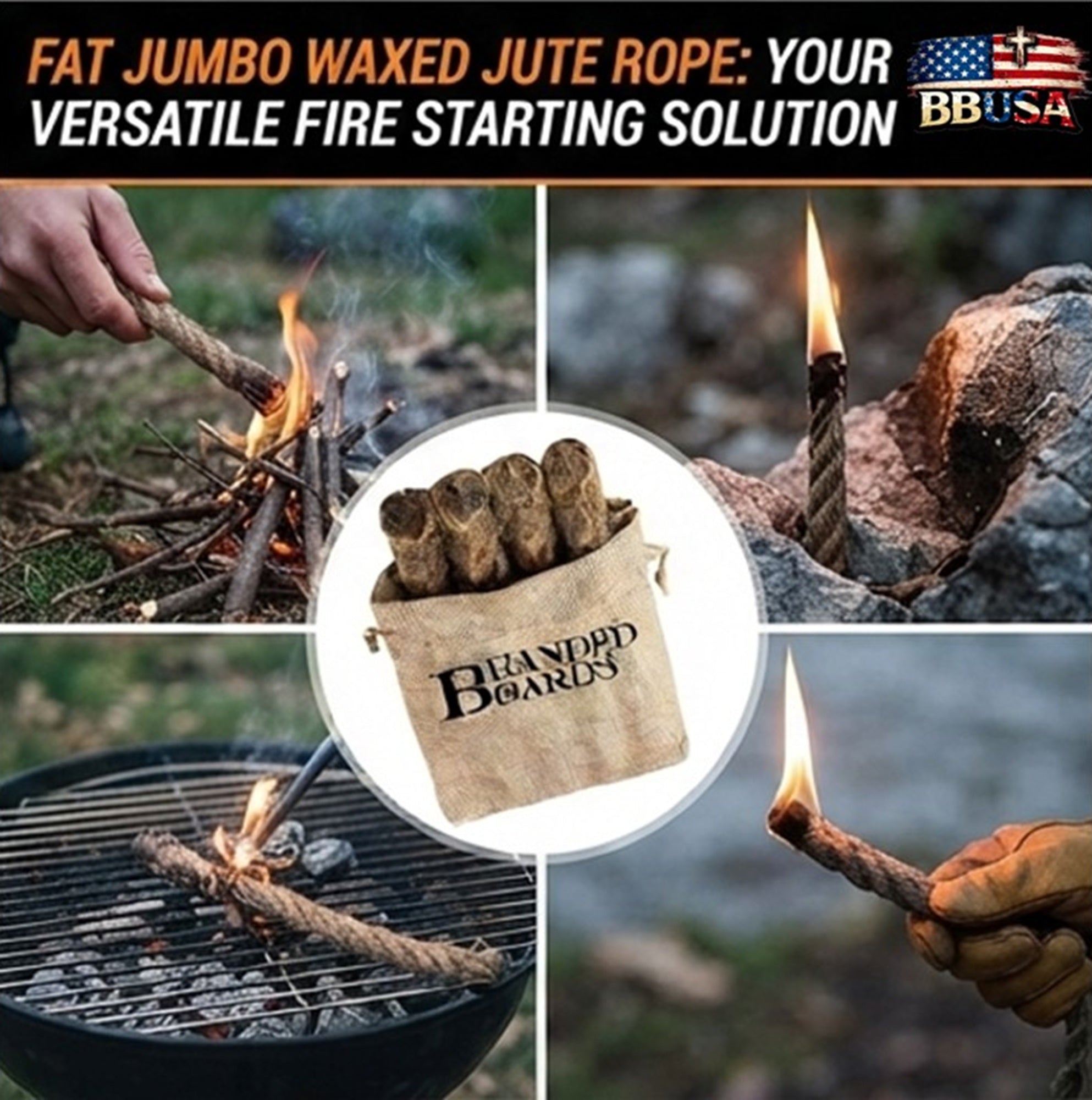 Fire Tinder | Waxed Fat Jumbo Jute Rope